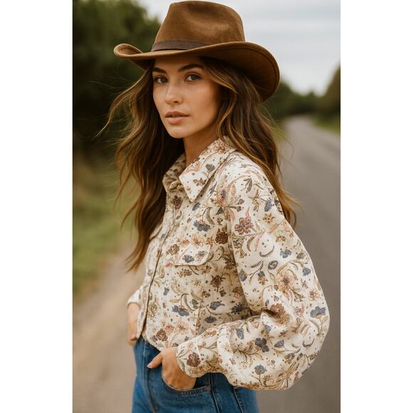 Solitaire Jackets & Blazers - Solitaire Anthropologie Cream Eyelet Trucker Jacket Size Large Excellent Boho